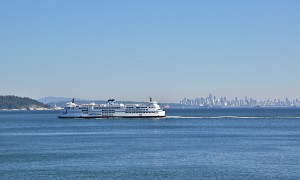 Ferry and Vancouver seen from Seymour Shores
